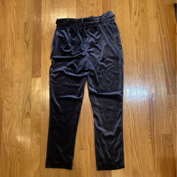 Blue velvet stretch trousers - Picture 3 of 6